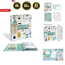 Recipe Binder Organizer Set with 50 Page Protectors and 100 Recipe Cards