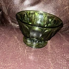 Vintage Anchor Hocking Glass Open Candy Dish Compote Fairfield Avocado Green