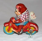 Glossy & Working Tin Windup Circus Monkey Cycle by Bandai