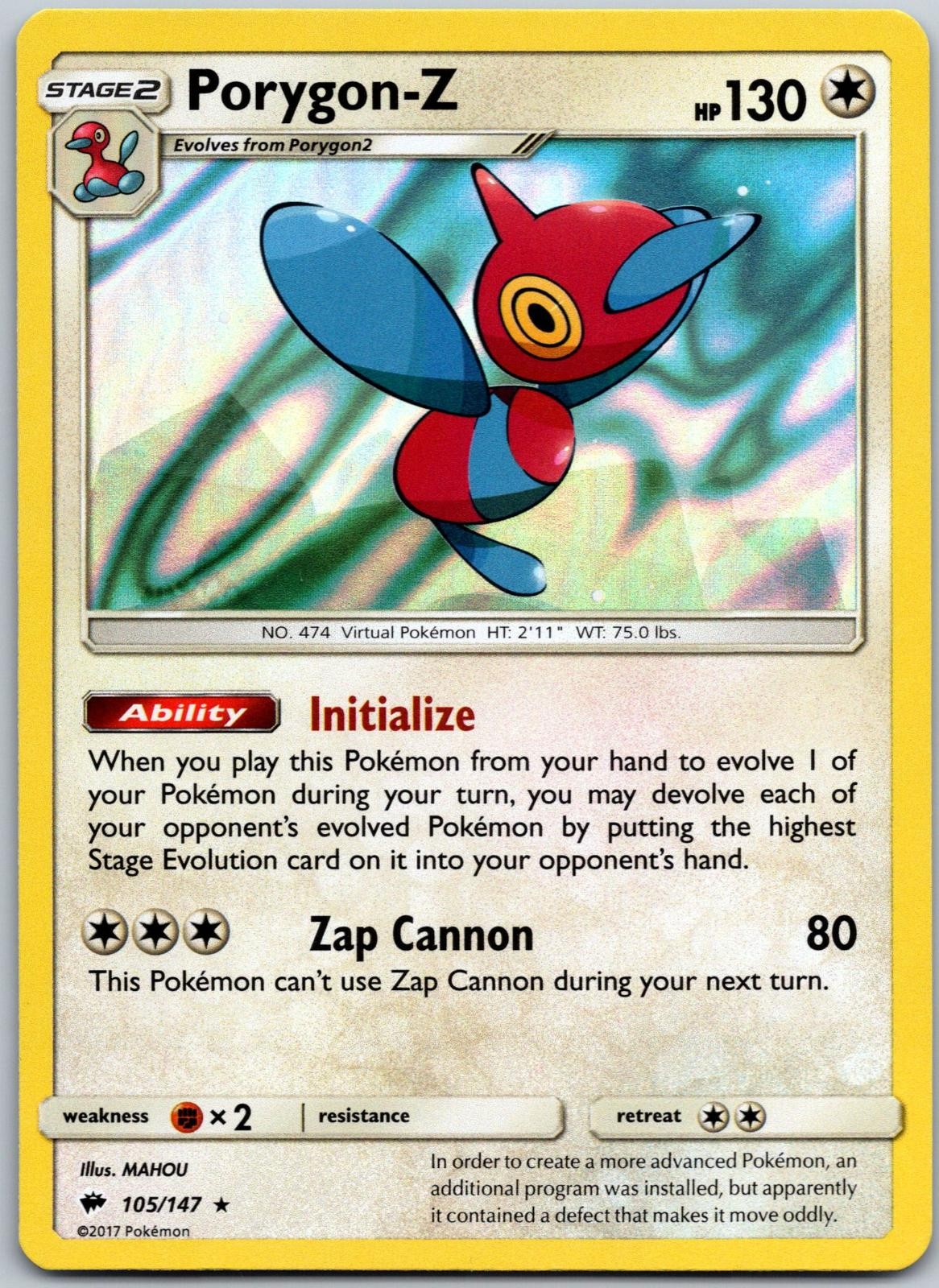 Porygon-Z 105/147 Holo Rare Burning Shadows Near Mint