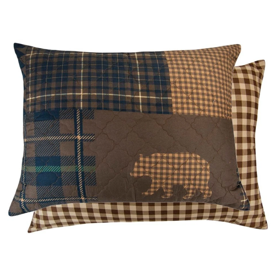 Juego de edredón DONNA SHARP Queen reversible microfibra oso cabina marrón (3 piezas) Foto 3 de 4