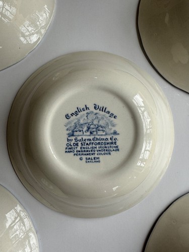 "English Village" Small Bowl-finest English ironstone-Blue-Olde Staffs, England - Picture 7 of 7