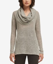 Nwt 80 Dkny Sports Women'S Gray Cowl Neck Long Sleeve High Low Sweater Size M