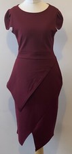 Boohoo Dress Size 12 Burgundy Dress Asymmetrical Short Sleeves