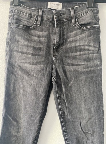 FRAME Le High Straight High-Rise Jeans Washed Black Women's Denim - Size 26 - Picture 3 of 5