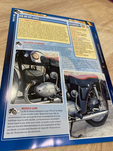 FN 250 M22 Luxe 1960 fiche carte moto passion collection Atlas - Photo 2/2