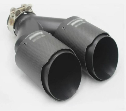 2PCS Fits Akrapovic Real Carbon Fiber 2.5" ID Car Exhaust Tip Dual Pipes End - Picture 5 of 8