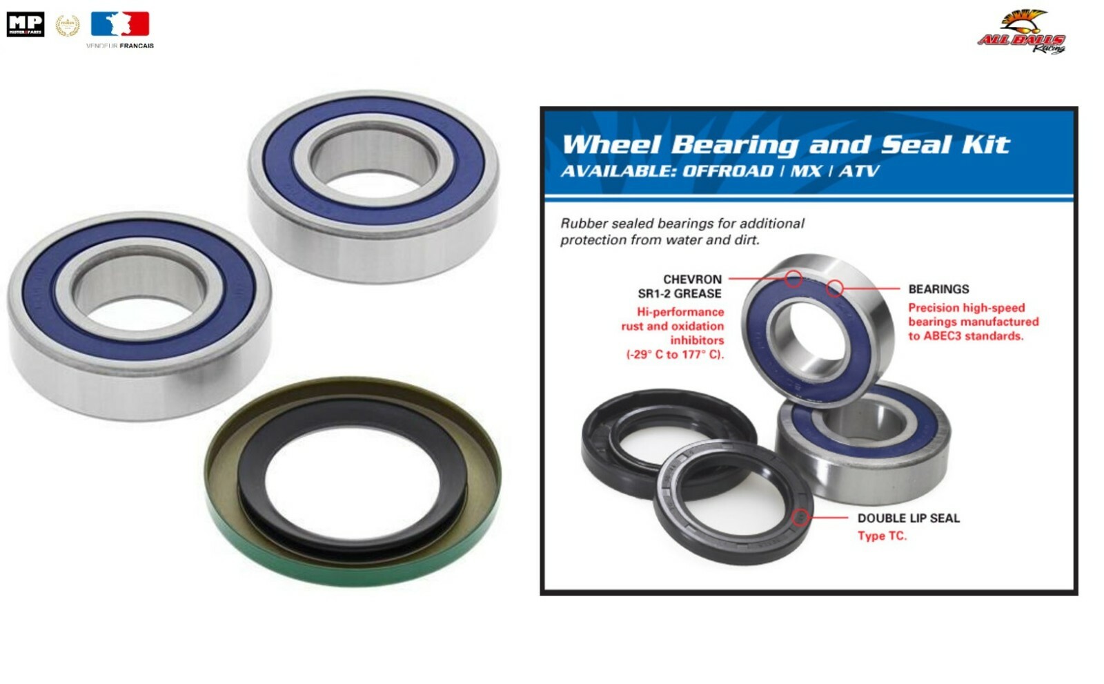 Kit roulement 25-1518 et joint spy etanche pour Can-Am Traxter 650