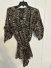 City Chic animal print black/brown wrap tunic top Size 16 NWT