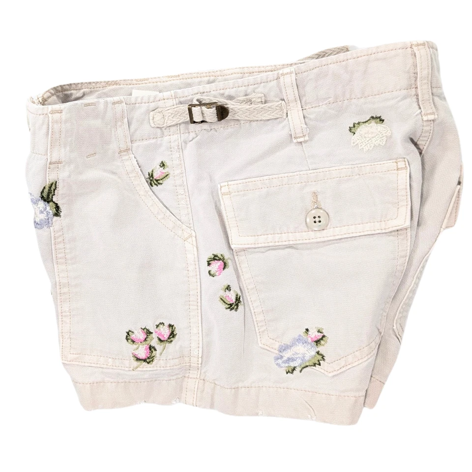 Lucky Brand Women's 0/25 Khaki Square Pocket Floral Embroidered Camp Shorts - Image 3 of 4