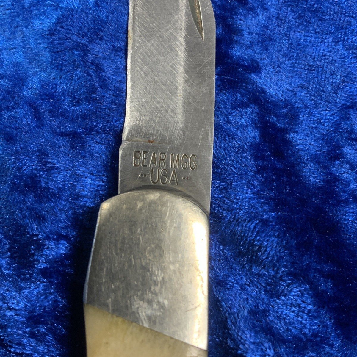 VINTAGE BEAR MGC USA 9-DOT STAG LOCKBACK FOLDING HUNTER VINTAGE BEAR MGC USA 9-DOT STAG LOCKBACK FOLDING HUNTER