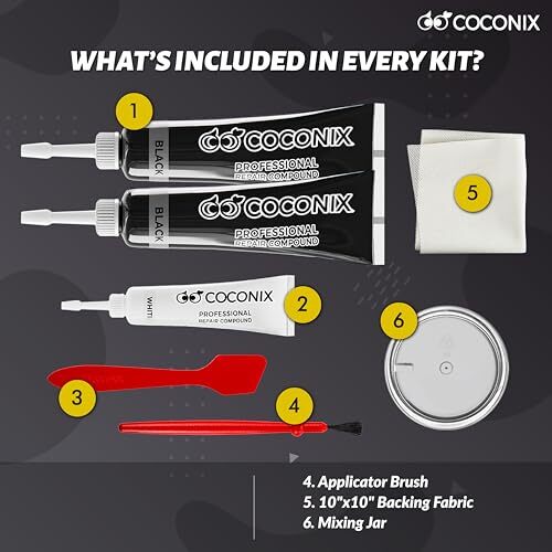 COCONIX Black Leather Repair Kits for Couches - Vinyl & Upholstery Repair Kit - Picture 2 of 5
