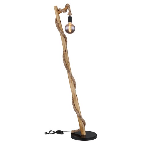 Standleuchte Stehlampe Holz Wohnzimmerlampe Landhausstil Hanfseil braun H 150 cm - Bild 2 von 5