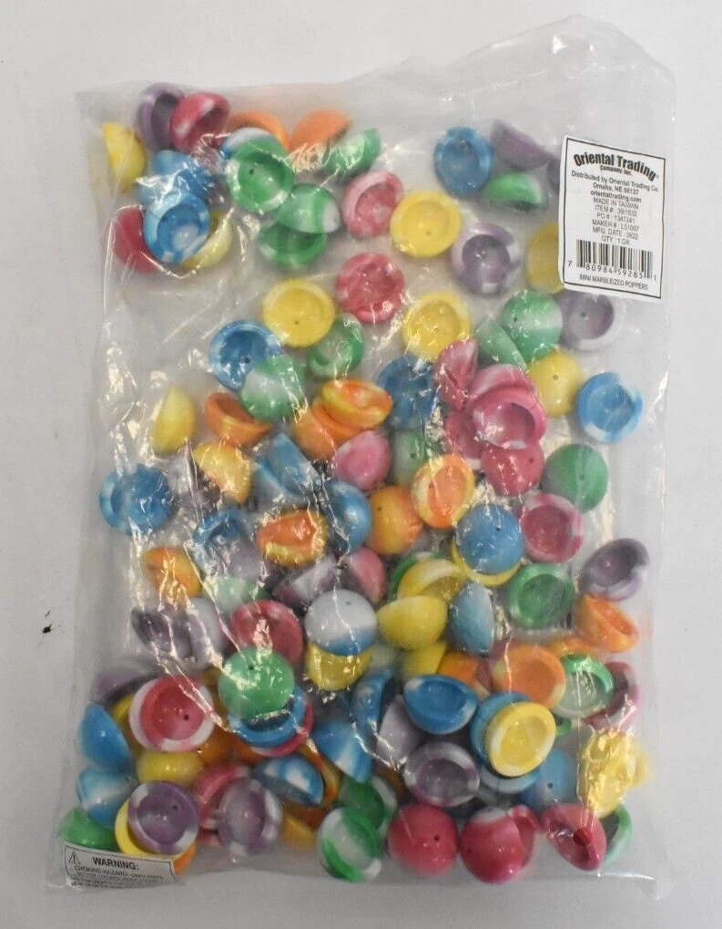 Mini Marbleized Rubber Poppers Toys Set Of 144 Pop Ups In Bright