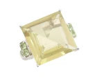 925 Sterling Silver Vintage Ring Square Cut Citrine & Peridot  Sz 7 RG30646