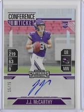 2024 Panini Contenders J.J. McCarthy Conference Ticket Variation Auto RC 15/75
