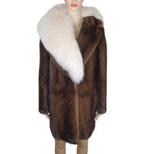 Fendi Womens Brown Mink Belted Coat Fox Fur Collar Size 38 Uk 6