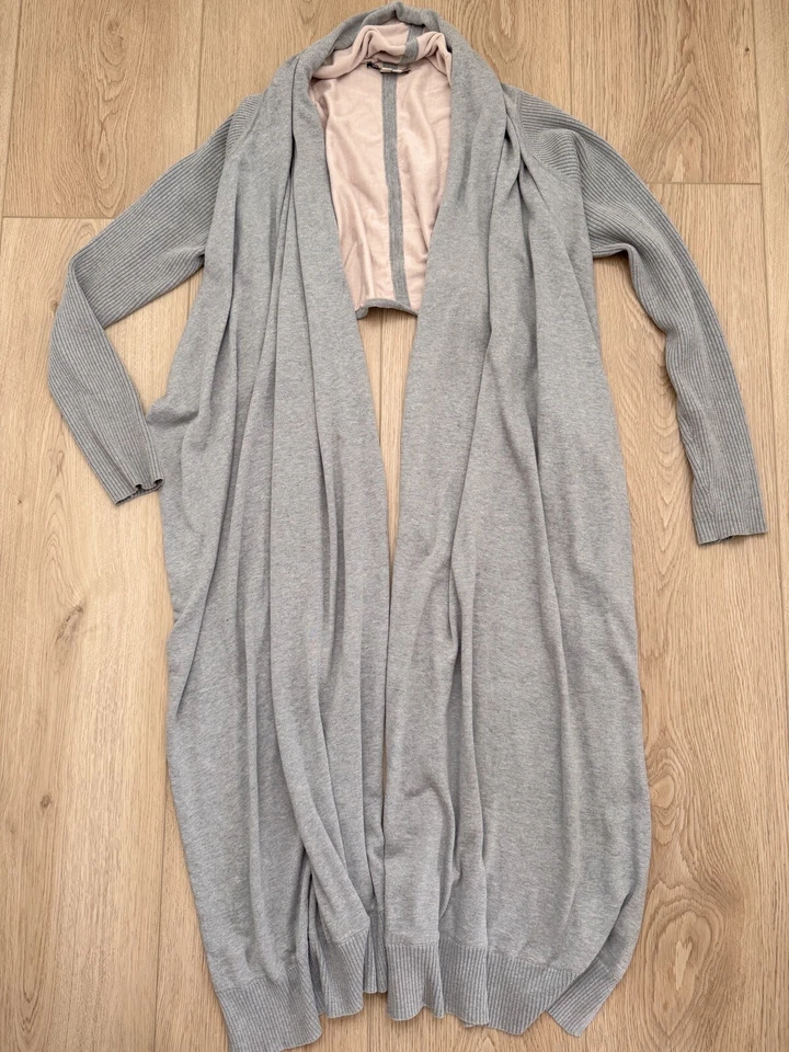 Haute Hippie Nude Sz M Long Sleeve Waterfall Cardigan Open Front Gray Super Rare - Image 3 of 4