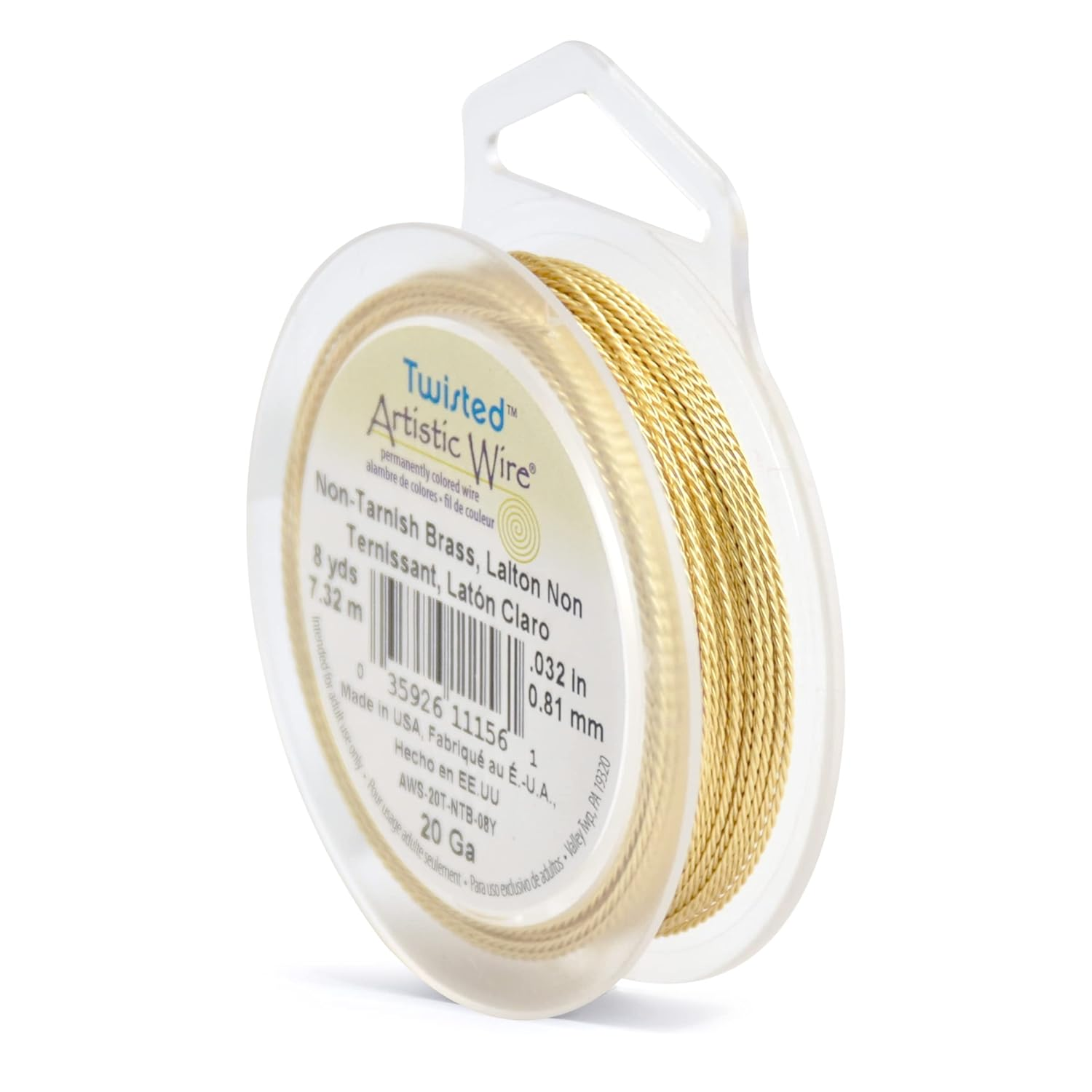 , 20 Gauge / .81 Mm Tarnish Resistant Brass Craft Wire, round Twist, 8 Yd / 7.31