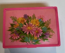 Vintage Hallmark 4 Blank Note Cards with Envelopes and Plastic Box Retro Floral