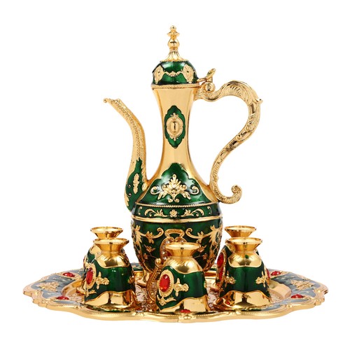 Turkish Tea Set Vintage Turkish Coffee Set with Pot and 6 Cups for Home Decor - Picture 19 of 22