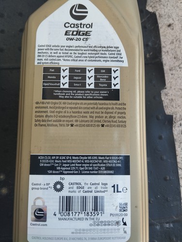 OLIO CASTROL EDGE 4 LT OW-20 + 1 LT OW-30 +2 LT OW-20 TOTAL - Foto 4 di 4
