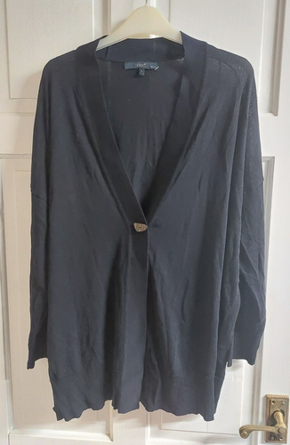 Next leichte Strickjacke schwarz/marineblau mit einem Knopf Größe UK L Large