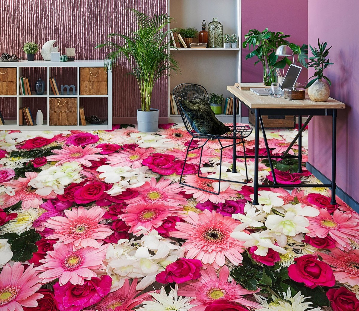 3D Pink Flower SKE3662 Floor WallPaper Print Decal Epoxy Floor