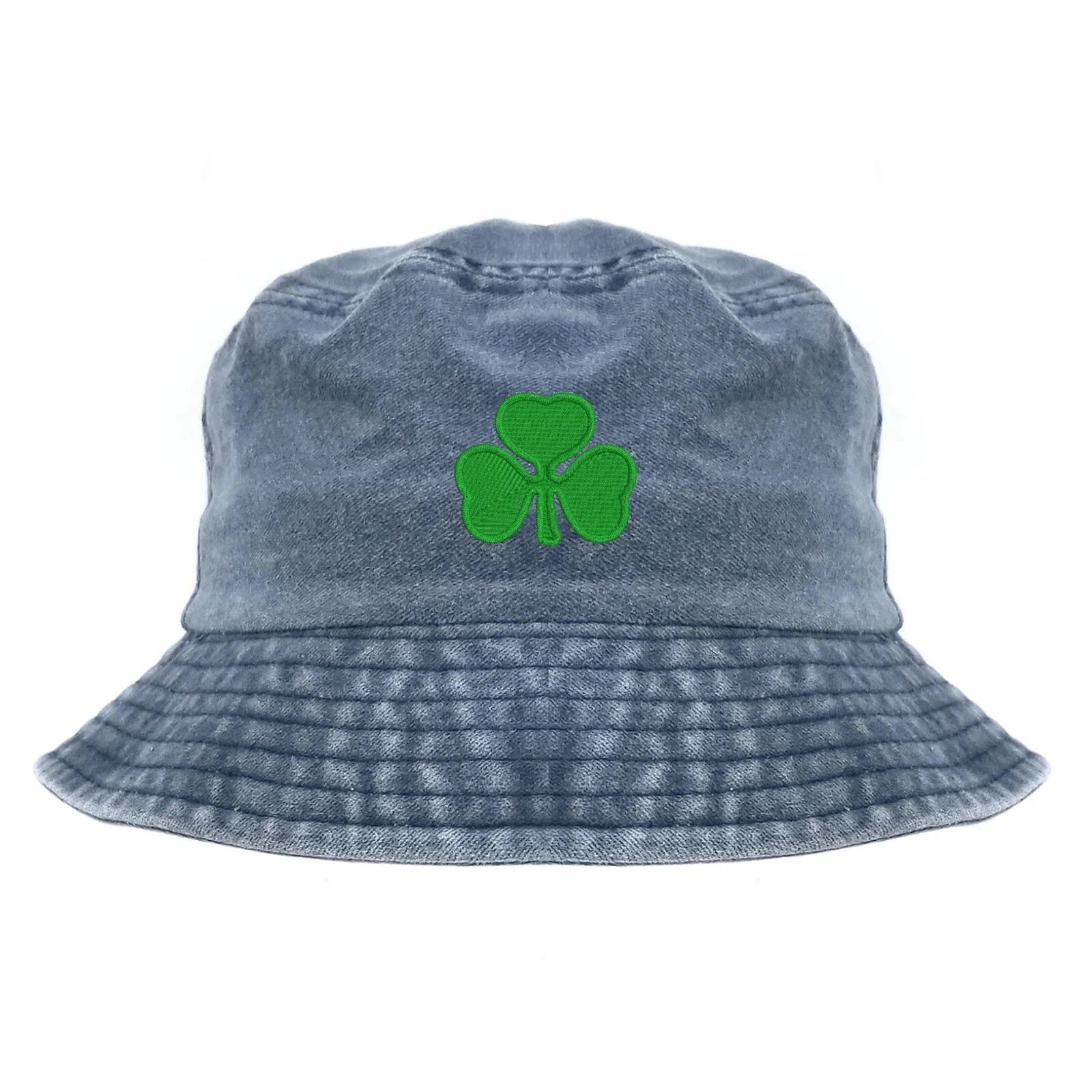 Shamrock embroidered bucket hat-navy, clover symbol bucket hat