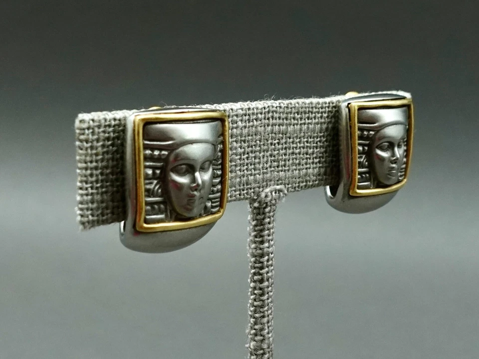 Barry Kieselstein Cord 18K Gold Stainless Women Of The World Clip On Earrings - Image 4 of 4