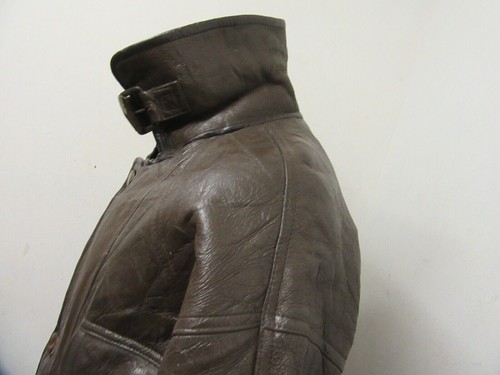 VINTAGE SHEARLING LEATHER TRENCHCOAT JACKET SIZE L - Picture 10 of 21