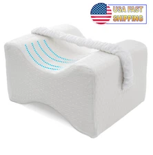 Orthopedic Memory Foam Knee Pillow w/ Leg Strap - Ergonomic Leg Support Wedge