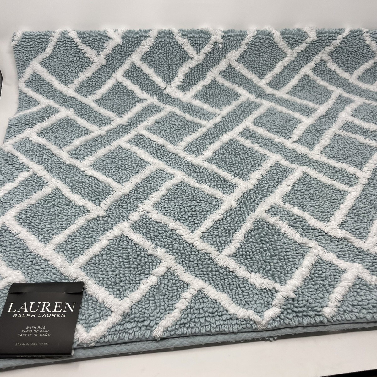 RALPH LAUREN ラグマット RALPH LAUREN Bath Rug Anti Slip Geometric Seafoam/White
