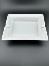 White Ceramic Rectangle Ashtray MCM Style Good Condition