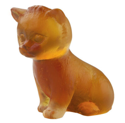 DAUM CRYSTAL CAT MINI SEATED KITTEN AMBER #05330/C BRAND NEW