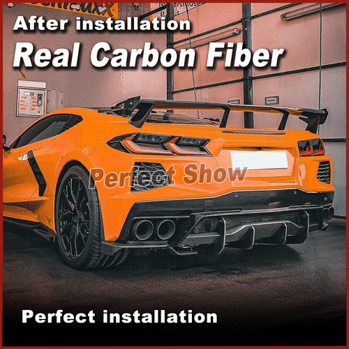 For Chevrolet Corvette C8 Stingray Real Carbon Fiber Rear Bumper Diffuser Lip - Picture 3 of 13