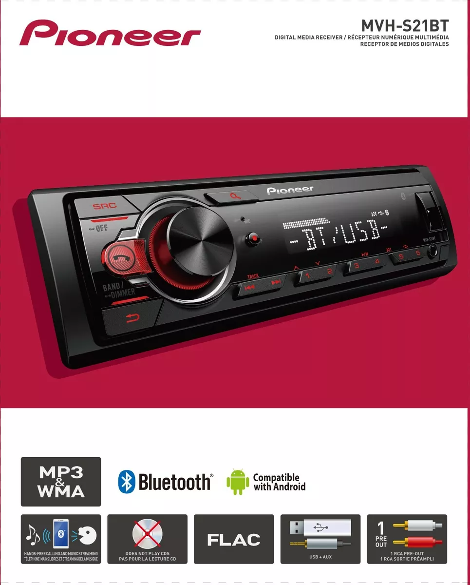 Pioneer MVH S21BT Single DIN Bluetooth In Dash AM FM Digital Media