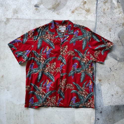 Vtg Paradise Found Hawaiian Red Macaw Parrot Shirt Magnum P.I. Tom Selleck XL