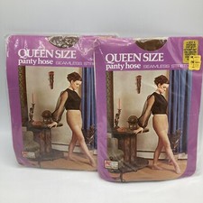 Vintage Kmart Queen Size Medium Pantyhose Lot 2 Nude Nylon Suntone
