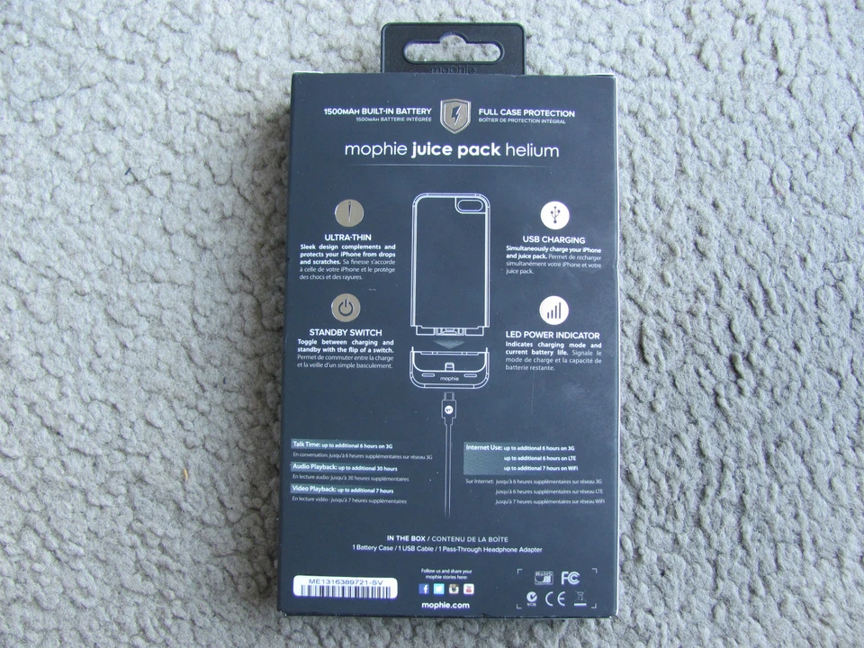 Mophie Juice Pack Helium Case and Rechargeable Battery for iPhone 5 & 5S Silver - Image 2 of 2