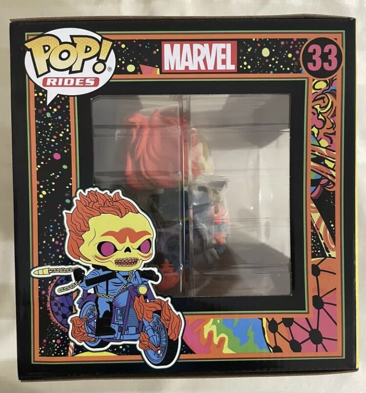 セールFUNKO POP! マーベル　ゴーストライダー　ブラックライト限定版 Funko Pop! Rides: Marvel Ghost Rider #33 Black Light [Funko