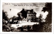 Francis Scott Key Painting Georgetown Washington DC Horses Buggy Postcard Unused