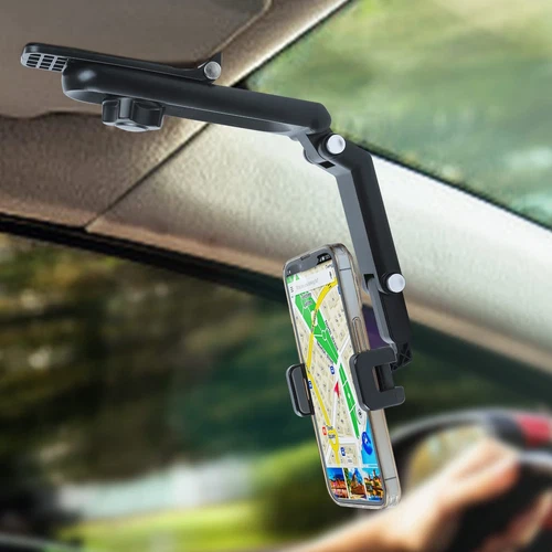 Soporte ajustable para teléfono con visera solar para automóvil