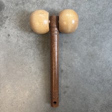 Vintage Wooden Back Massager Roller Rolling Balls with Handle For Sore Muscles