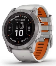 Garmin Fenix 7X Pro 51mm Sapphire Solar Titanium w Gray/Orange Band 010-02778-14