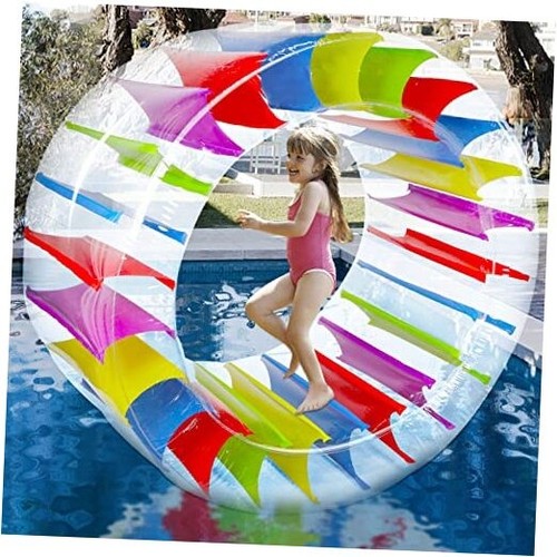 65" Giant Inflatable Wheel Roller, Colorful Water Rolling Wheel Float for