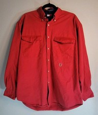 Tommy Hilfiger Vintage Red Button Down Shirt M  Crest Logo  100 Cotton