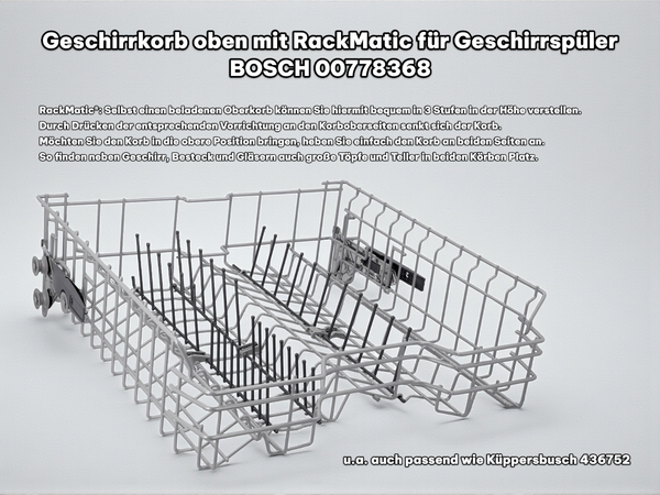 Geschirrkorb Oberkorb Bosch 00778368 Rackmatic HöHenverstellbar GeschirrspüLer-image