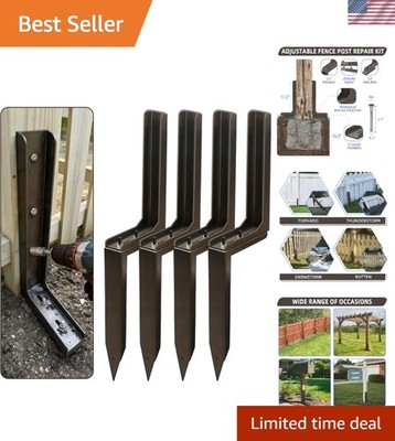 Quick Fix Adjustable Fence Post Anchor - Rust-Resistant Kit for Weak Posts