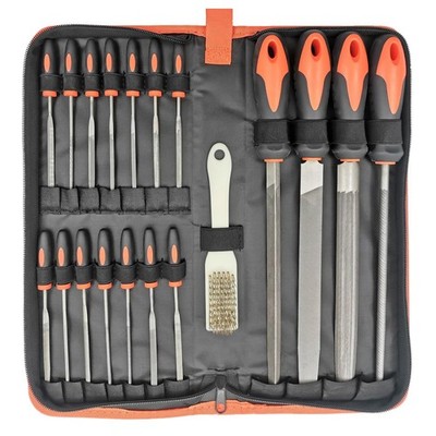 20 PCS Metal File Set with Case, Includes Flat/Half-Round/Round/Triangle Stee...